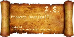 Propszt Rodrigó névjegykártya